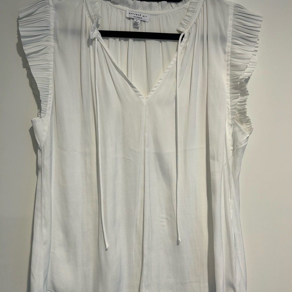 Current Air White Pleated Blouse